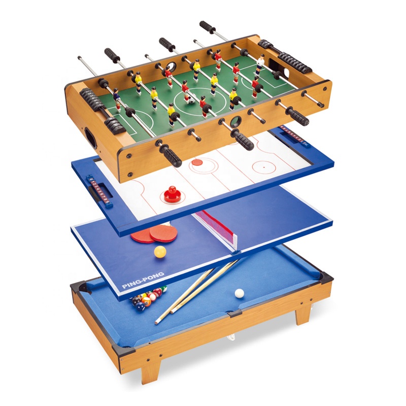 Air Hockey Table - 4 in 1ミニゲームテーブル、プール、ビリヤード、エアホッケー、フーズボール、テニス、家庭用子供向けエンターテイメントアクティビティ用ファミリースヌーカーセット