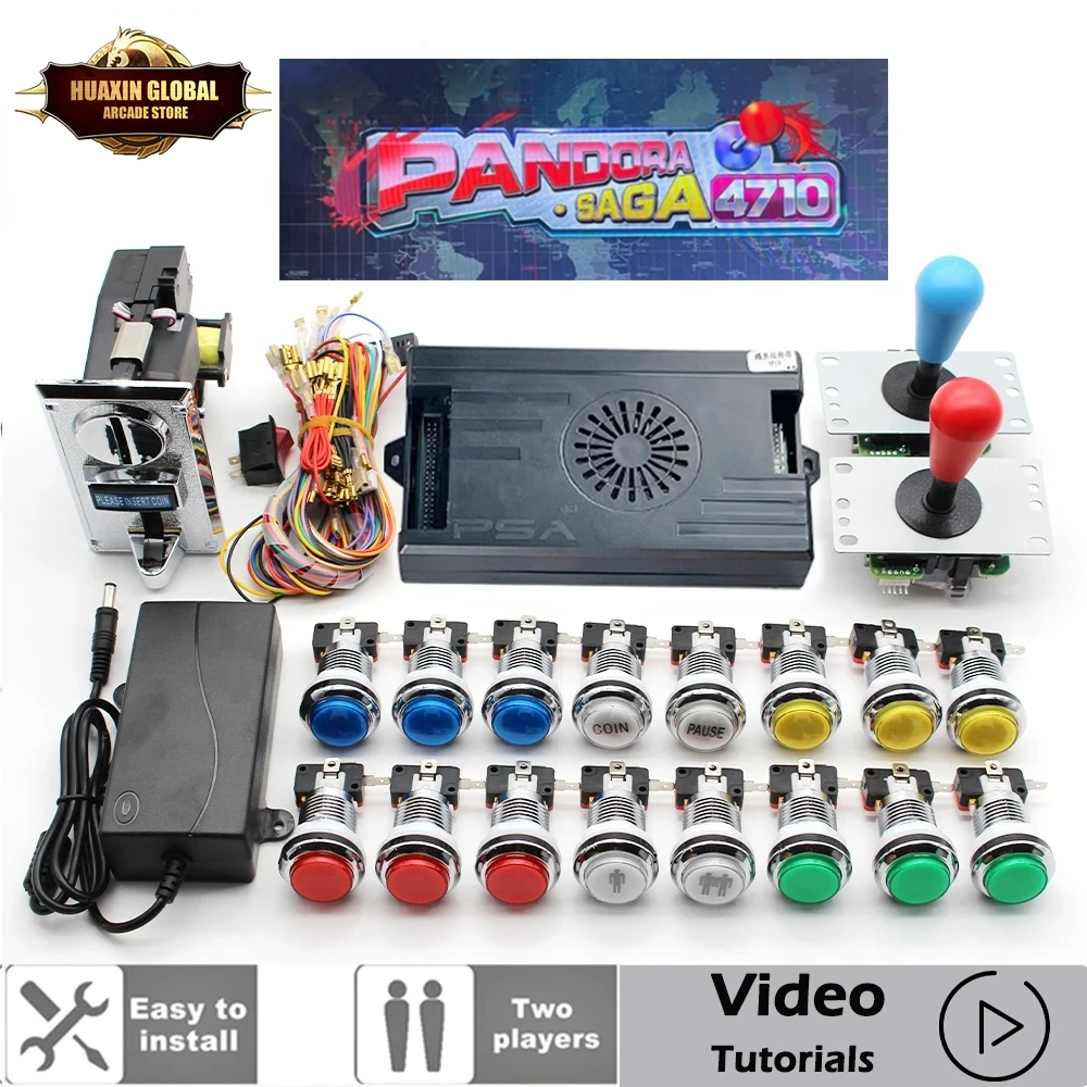 Skee Ball Arcade - 2プレーヤー4710-in-1パンドラ佐賀ボックスキット,Sanwaジョイスティックコントローラーキット,LEDプッシュボタン,日曜大工用キャビネット