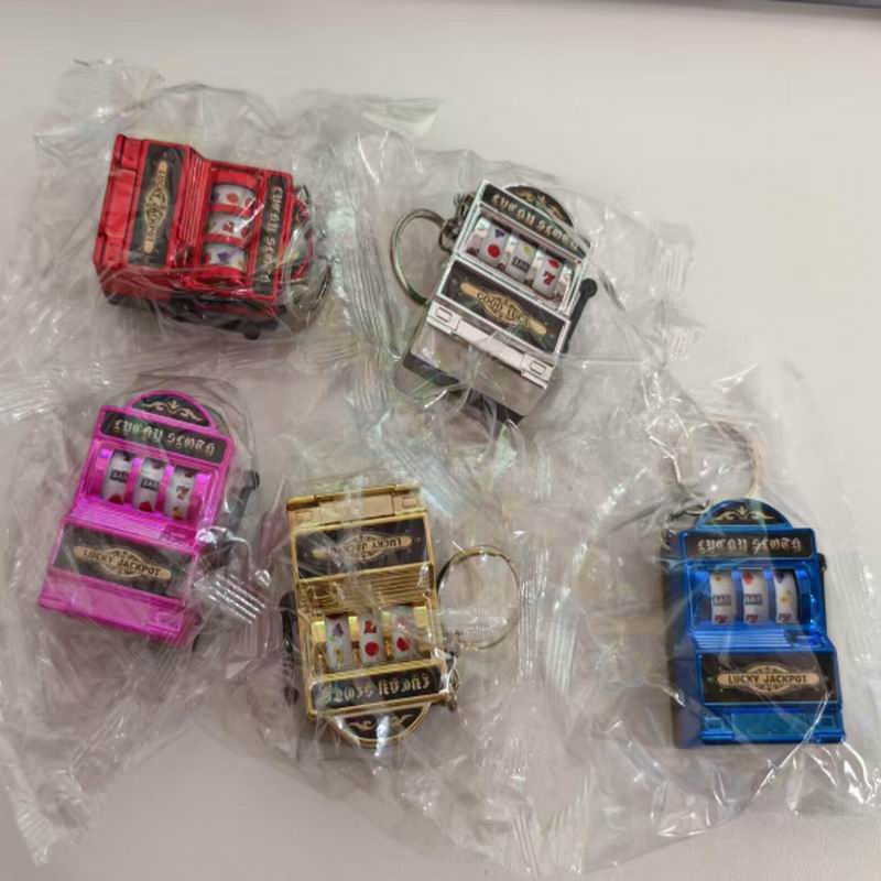 Arcade Game Jackpot - 10個入り ミニギャンブルスロットマシンキーホルダー アーケードポケットフルーツ ラッキージャックポットキーリング ガジェット 減圧おもちゃ