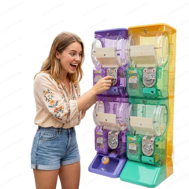 Arcade Vending Machine - 透明な白い二段式ガチャポンマシン、75mmガチャボール用のコイン式カプセル販売機（アーケードショップ向け）