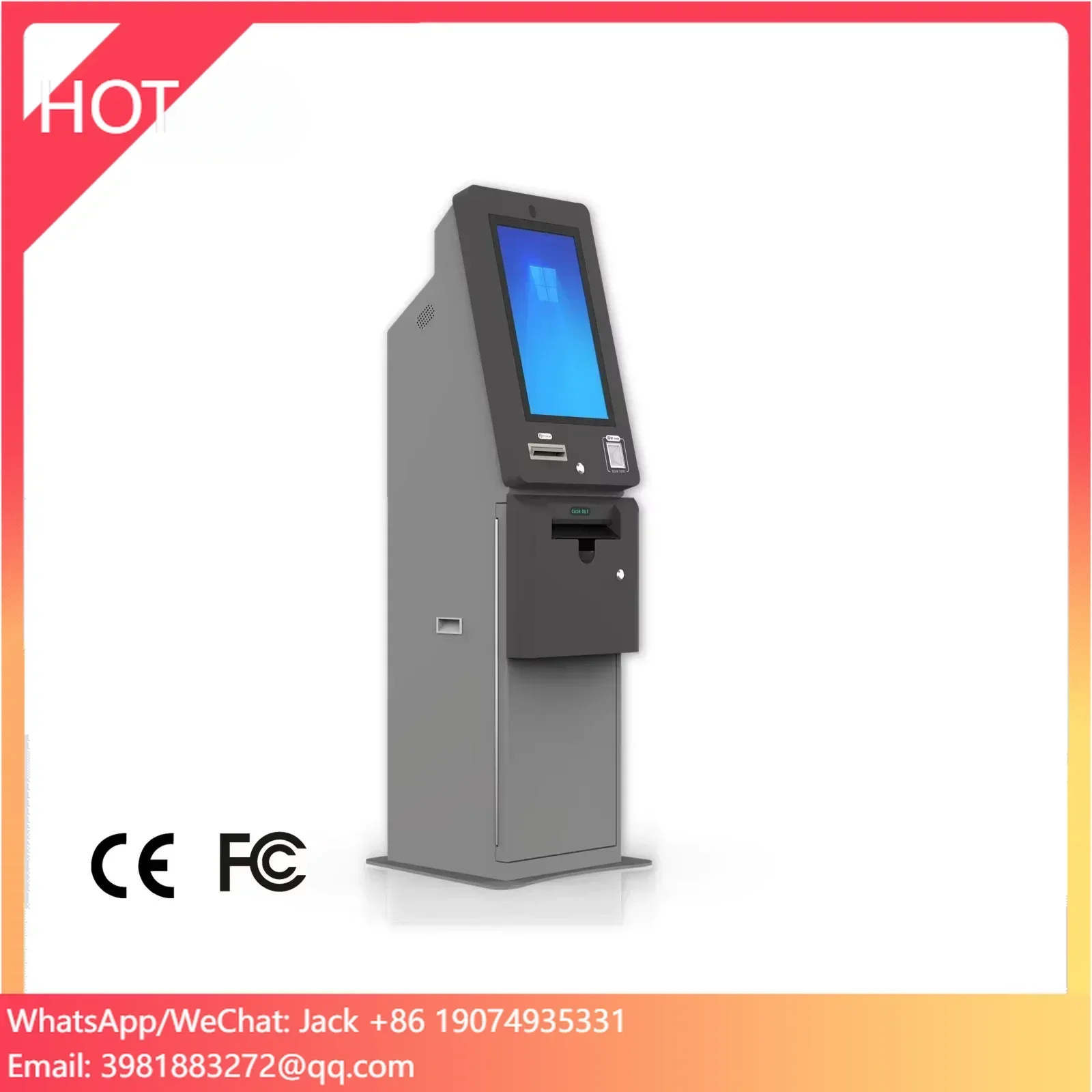 Ticket Redemption Machine - 金属製ATMキオスクチケット交換端末、カジノアミューズメントスキルゲームキャビネット用現金交換機