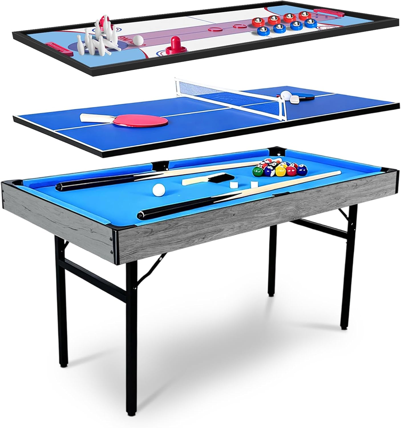 5 in 1多機能ゲームテーブル 折りたたみ式マルチゲームコ - Air Hockey Table のレビューと価格