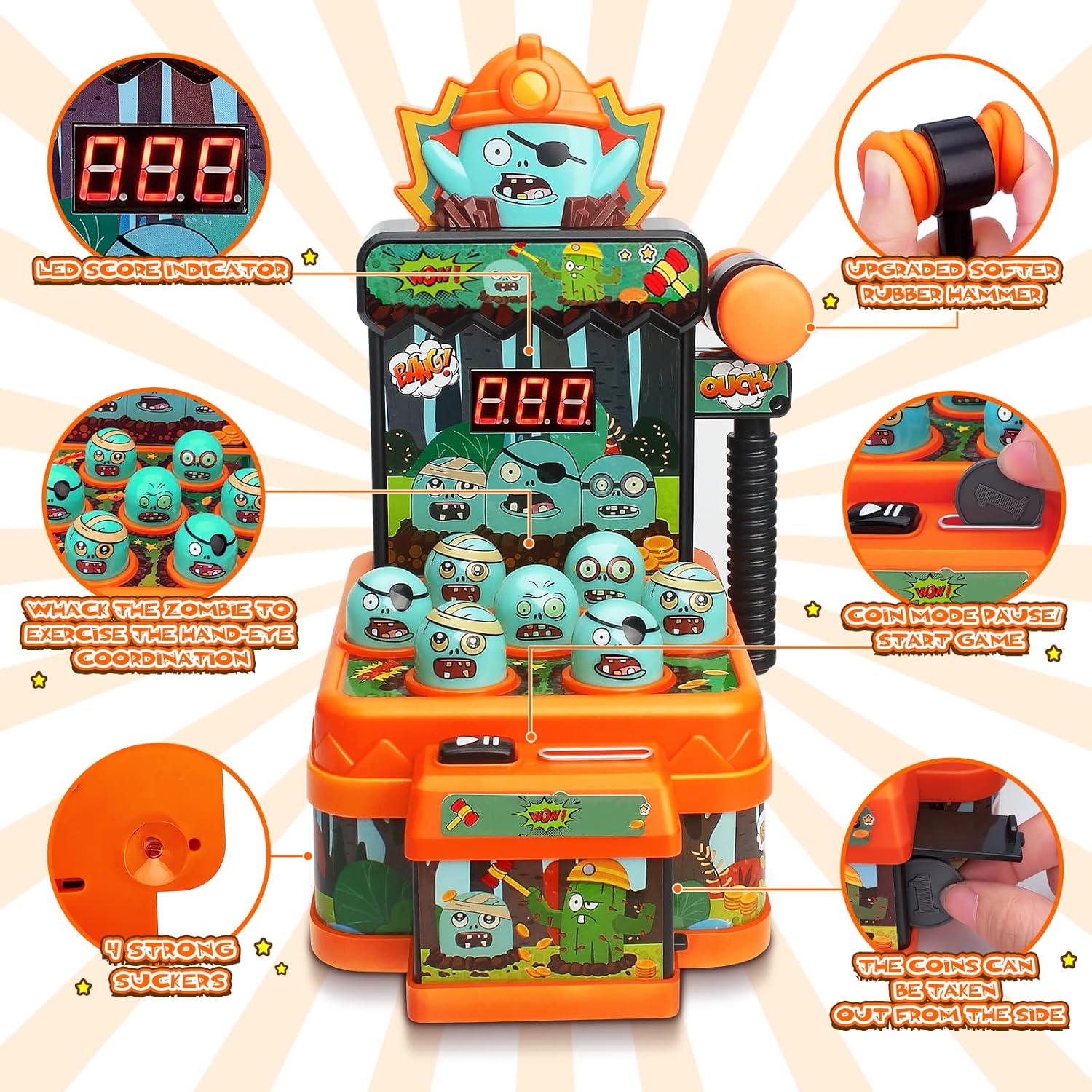 ゾンビたたきゲームおもちゃ 子供用アーケードゲーム ミニ電子 - Skee Ball Arcade のレビューと価格